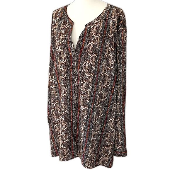 Catherines Top Plus Size 3X Button Up Bohemian Boho Chic Tribal Ethnic Flowy - Picture 6 of 16